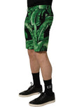 Black Green Banana Leaf Men Bermuda Shorts Cotton Elastane