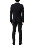 Black Wool Slim Fit Formal 3 Piece Men Suit Polyester Elastane