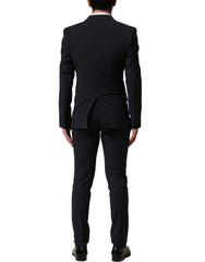 Black Wool Slim Fit Formal 3 Piece Men Suit Polyester Elastane