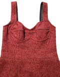 Women's Multicolor Tweed Belted Babydoll Mini Dress Acrylic Wool Polyester Nylon