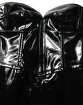 Women's Black Patent Leather Corset Style Mini Dress Polyurethane Polyester Cotton