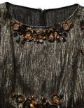 Women's Metallic Gold Embellished Tiered Midi Dress