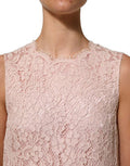 Women's Pink Cotton Floral Lace Sleeveless Mini Dress Viscose Nylon