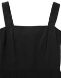Women's Black Viscose Stretch Sheath Midi Dress Acetate Spandex