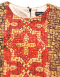 Women's Multicolor Mosaic Long Sleeves Mini Dress Wool Nylon
