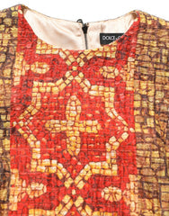 Women's Multicolor Mosaic Long Sleeves Mini Dress Wool Nylon