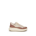 Women's Beige Nylon Chunky Sneakers