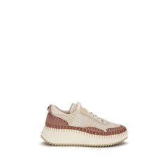 Women's Beige Nylon Chunky Sneakers