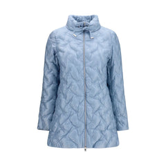 Women's Blue Polyester Full-Length Jacket Clothing