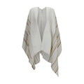 Women's Beige Linen Poncho Clothing