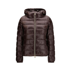 Women's Brown Polyamide Full-Length Jacket Clothing