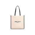 Women's Canvas Tote Beige Leather Detail