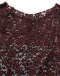 Women's Multicolor Floral Lace Taffeta Pleated Midi Dress Silk Cotton Nylon