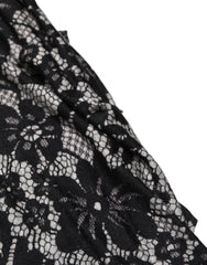 Women's Black White Floral Lace Sleeveless Midi Dress Viscose Elastane