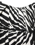 Women's Black White Zebra Ruched Silk Mini Dress Elastane