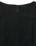Women's Black Viscose Short Sleeve A-Line Midi Dress Acetate Elastane
