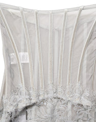 Women's Gray Lace Corset Style Bodice Maxi Dress