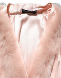 Women's Light Pink Silk Turkey Feather Wrap Midi Dress