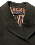 Women's Dark Green Double Breasted Peacoat Jacket Clothing