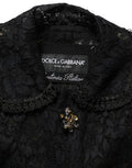 Women's Black Embellished Guipure Lace Coat Jacket External Nylon Cotton Viscose Clothing