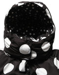 Women's Black White Polka Dot Hooded Blouson Jacket Polyester Clothing