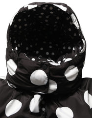 Women's Black White Polka Dot Hooded Blouson Jacket Polyester Clothing