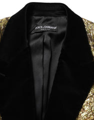 Women's Gold Floral Jacquard Wool Trench Coat Jacket Clothing