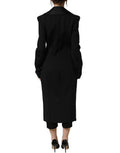 Women's Black Nylon Double Breasted Coat Jacket Silk Elastane Polyester Clothing