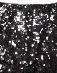 Women's Brown Sequinned Embellished Pencil Cut Skirt Nylon