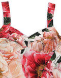 Women's Multicolor Floral Cropped Bustier Tank Top Elastane Nylon Viscose
