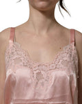 Women's Light Pink Floral Lace Lingerie Underwear Top Cotton Elastane Nylon Silk