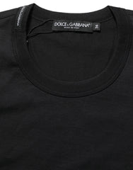 Women's Black Cotton Short Sleeves Crew Neck T-Shirt