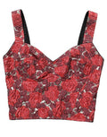 Women's Multicolor Floral Cropped Bustier Tank Top