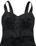 Women's Black Floral Lace Corset Bodycon Bodysuit Nylon Elastane Clothing