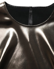 Women's Metallic Bronze Roundneck Sleevelesstank Top Acetate Nylon Elastane