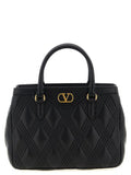 Women's Quiltie Top Handle Bag Black Lamb Leather