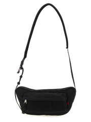Men's Black Polyester Crossbody Bag