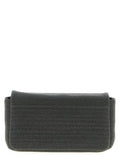 Women's Monile-Embroidered Leather Clutch Black