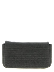 Women's Monile-Embroidered Leather Clutch Black