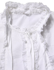Women's White Ruffled Lace Embellished Blouse Top