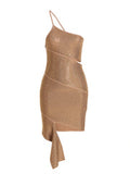 Women's Beige Viscose Mini Skirt