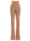Women's Beige Viscose Flared Pants