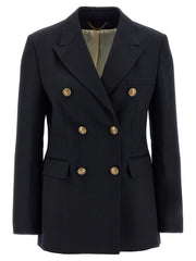 Women's Blue Polyester Blazer Clothing