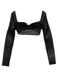 Women's Black Polyester Long Sleeve T-Shirt