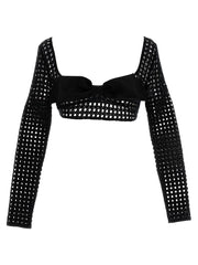 Women's Black Polyester Long Sleeve T-Shirt