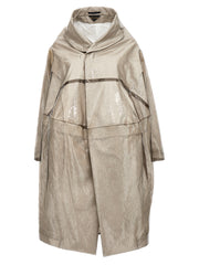 Women's Gray Polyethylene Coat Clothing