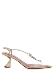 Women's Crystal-Embellished Goatskin Slingback Heel Beige Goat Leather