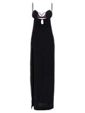 Women's Black Viscose Long Dress