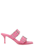 Women's Punk Sandal Pink Calf Leather Heels