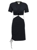 Women's Black Cotton Midi Dress